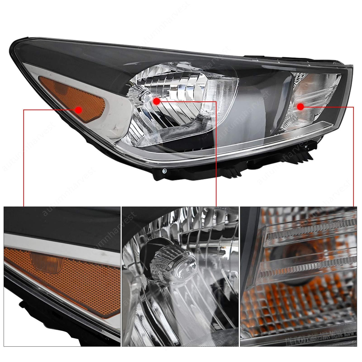 Headlight for 2018 2019 2020 Kia Rio 92102-H9000 Halogen Passenger Right Side