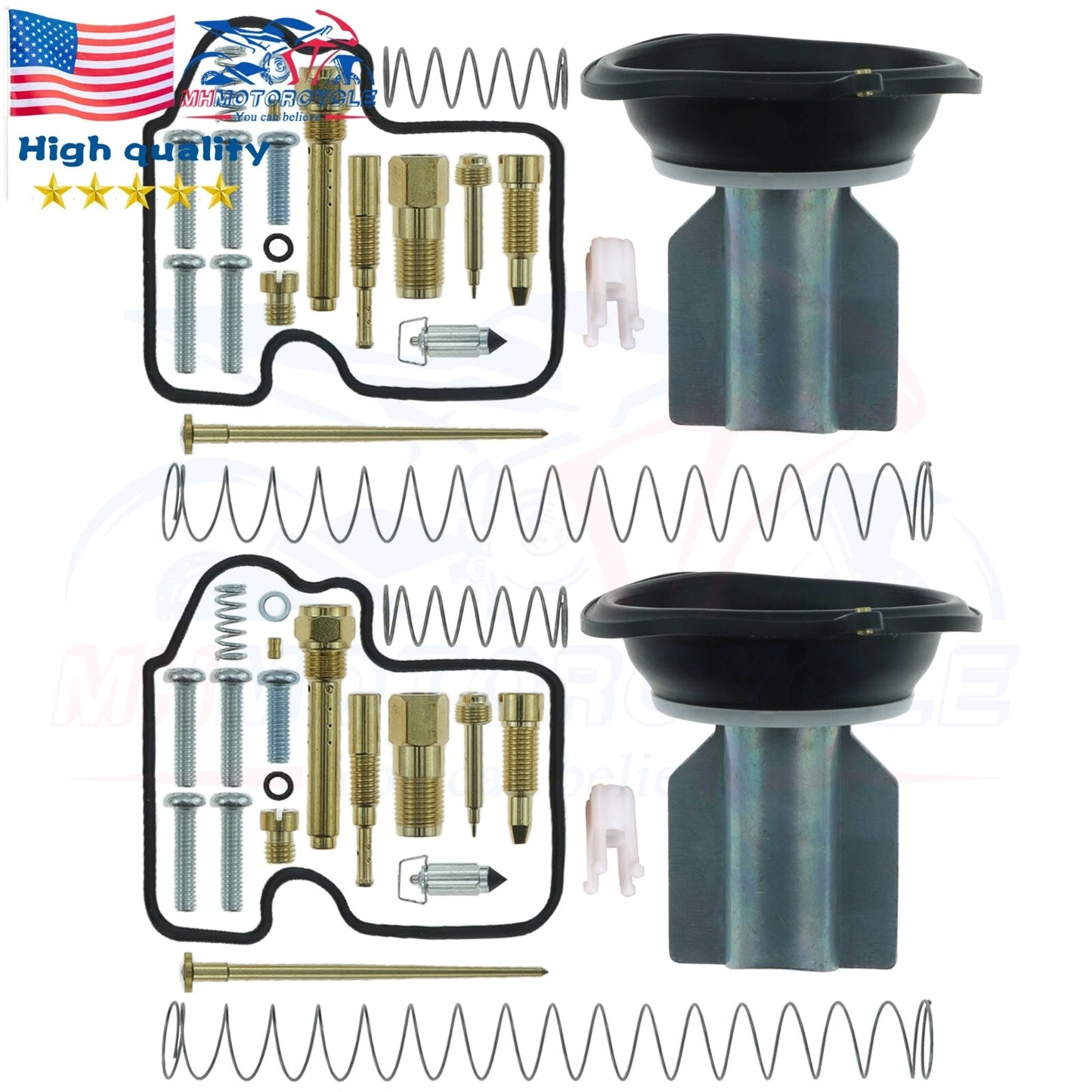 For Kawasaki Prairie Brute Force650 2013-2005 2x Carburetor Repair Rebuild Kit