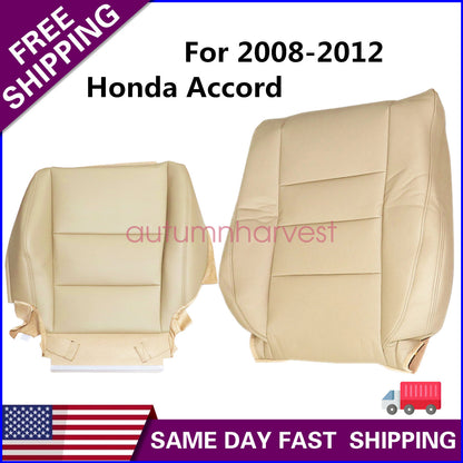 For 2008 2012 Honda Accord 4-DOOR Sedan Driver Side Bottom Top Seat Covr Tan