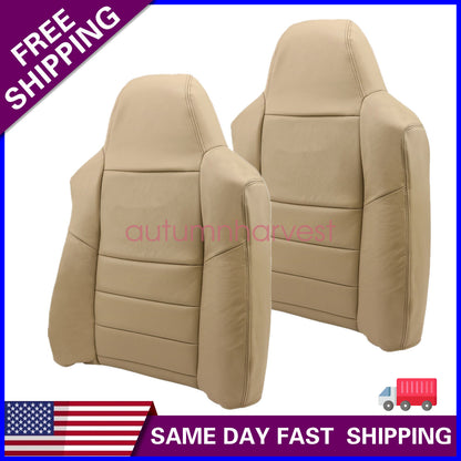 2002 2003 For Ford F250 F350 SD Lariat XLT Driver & Passenger Top Seat Cover Tan