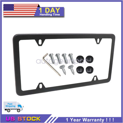 For BMW 82120010399 License Plate Frame Stainless Steel BLACK SLIMLINE