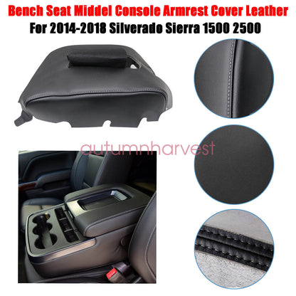 Console Arm Rest Cover Gray Stitch For 2014-2018 Chevy Silverado 1500 2500 3500