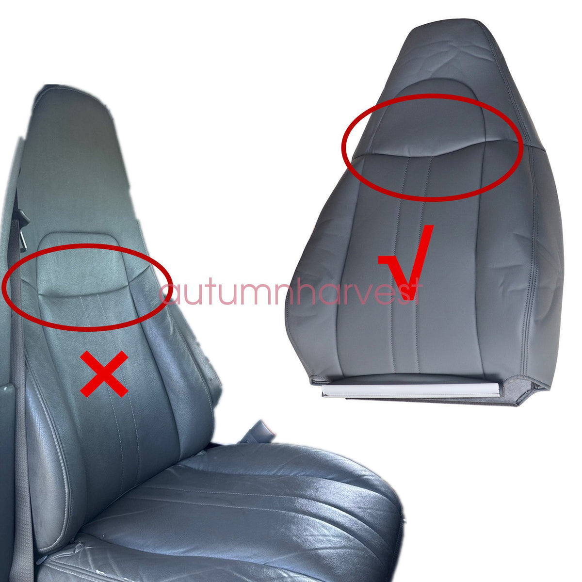 For 2003-2014 Chevy Express 1500 2500 3500 Driver Passenger Seat Cover Dark Gray