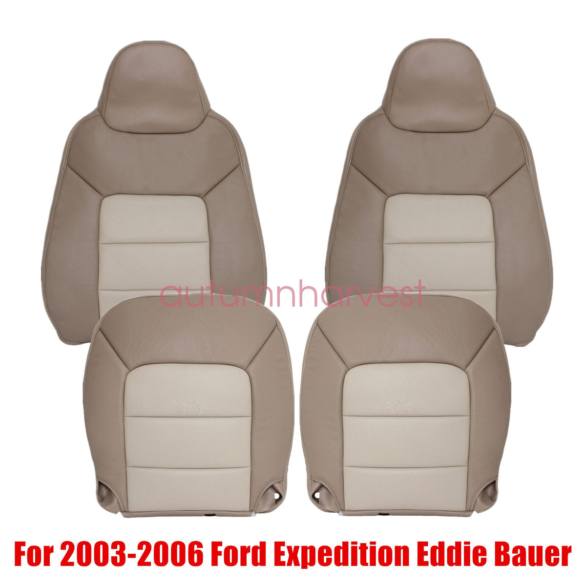 For 2003 2004 2005 2006 Ford Expedition Eddie Bauer Front Leather Seat Cover Tan