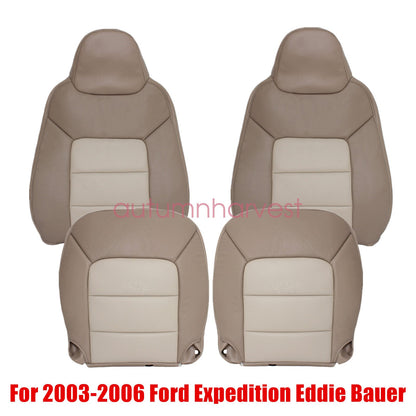 For 2003 2004 2005 2006 Ford Expedition Eddie Bauer Front Leather Seat Cover Tan