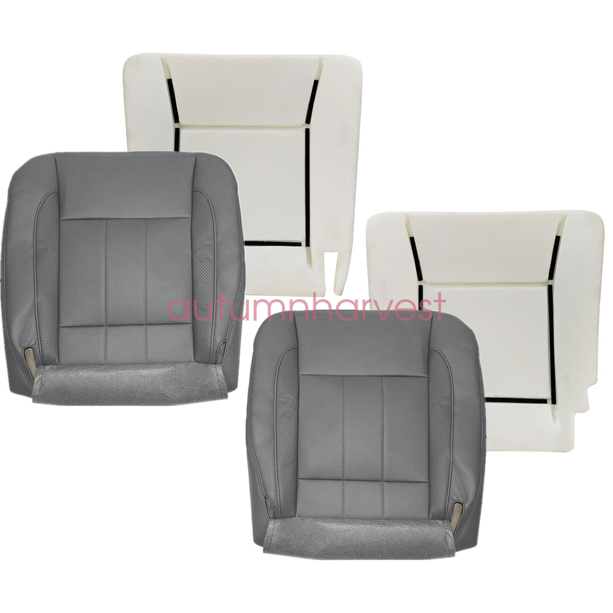 Fits 2006-09 Dodge Ram 1500 Front Leather Bottom Seat Cover & Foam Cushion Gray