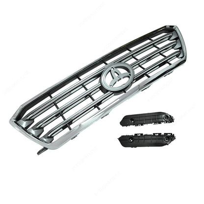 Front Upper Chrome Grille W/ Pair Bumper Bracket For 2008-2010 Toyota Highlander