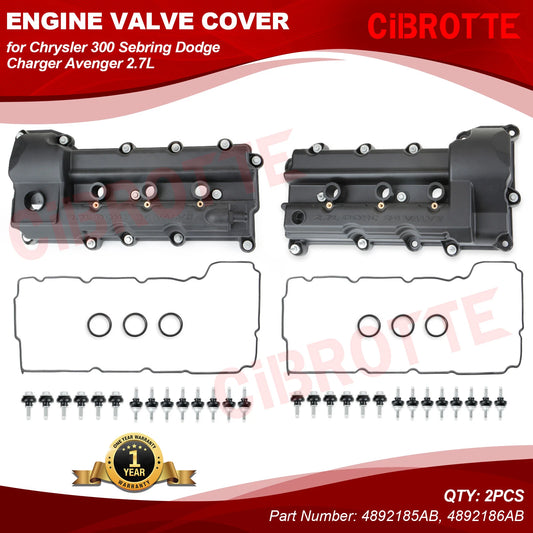 2PCS Valve Covers w/ Gaskets Fits For Chrysler 300 Dodge Avenger Charger 2.7L US