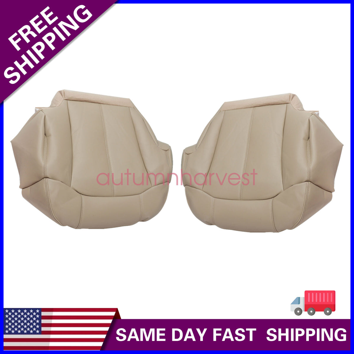 For 1999-2002 Chevy Suburban 1500 2500 Front Bottom Leather Seat Cover Light Tan