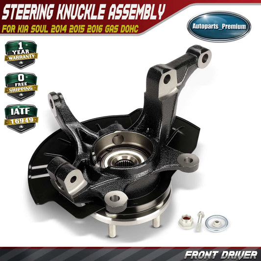 1x Front Left Steering Knuckle & Hub Bearing Assembly FIT Kia Soul 2014-2016