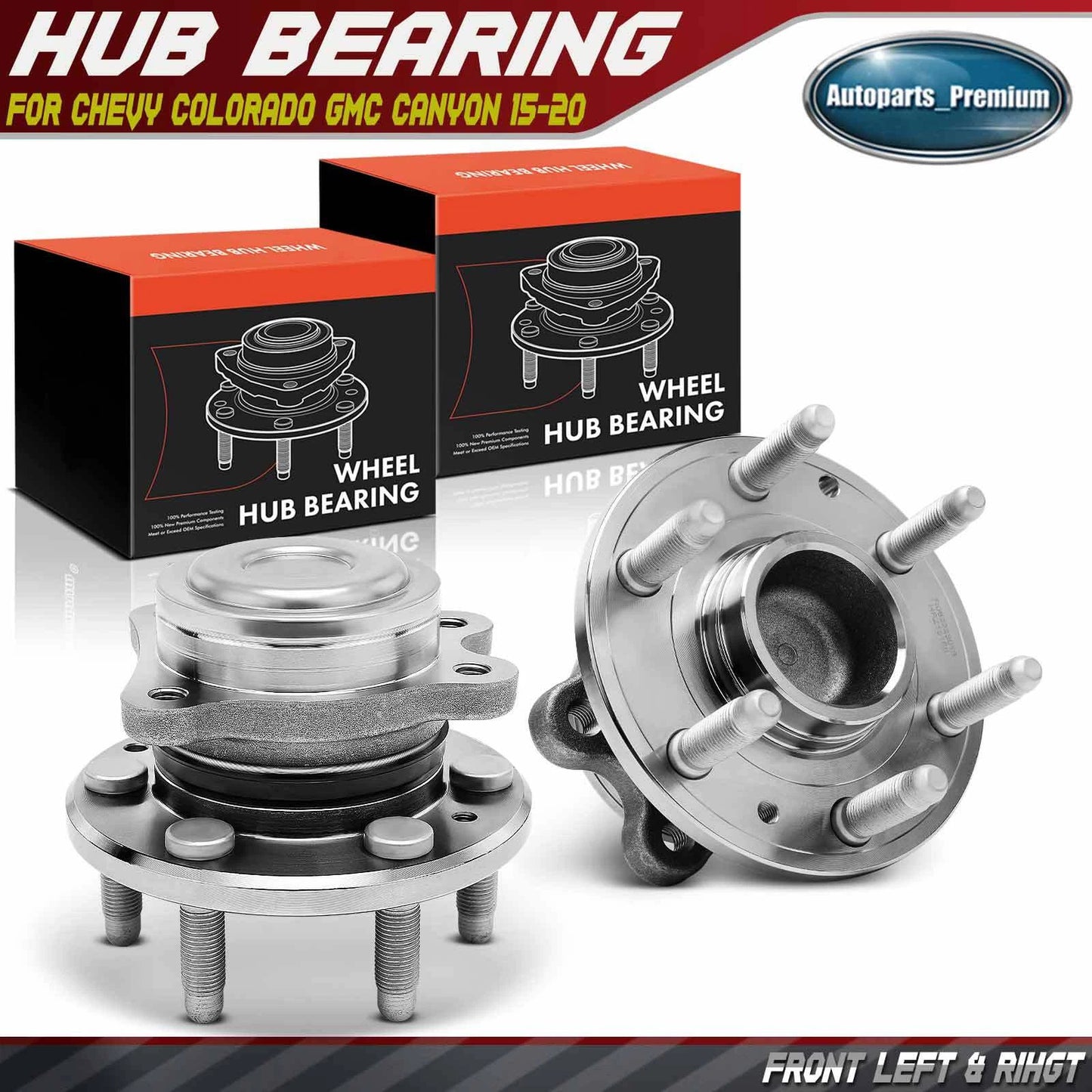 Front L&R Wheel Hub Bearing Assembly Fits Chevy Colorado GMC Canyon 15-20 RWD