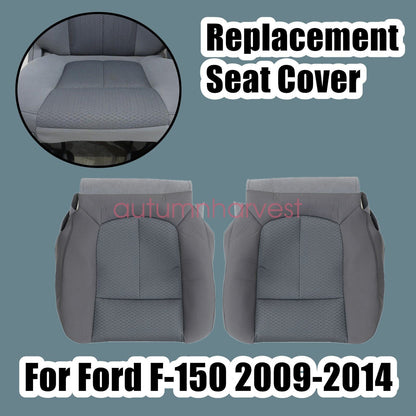 For 2011-2014 Ford F150 Driver & Passenger Bottom Cloth Seat Cover Gray MS US CS
