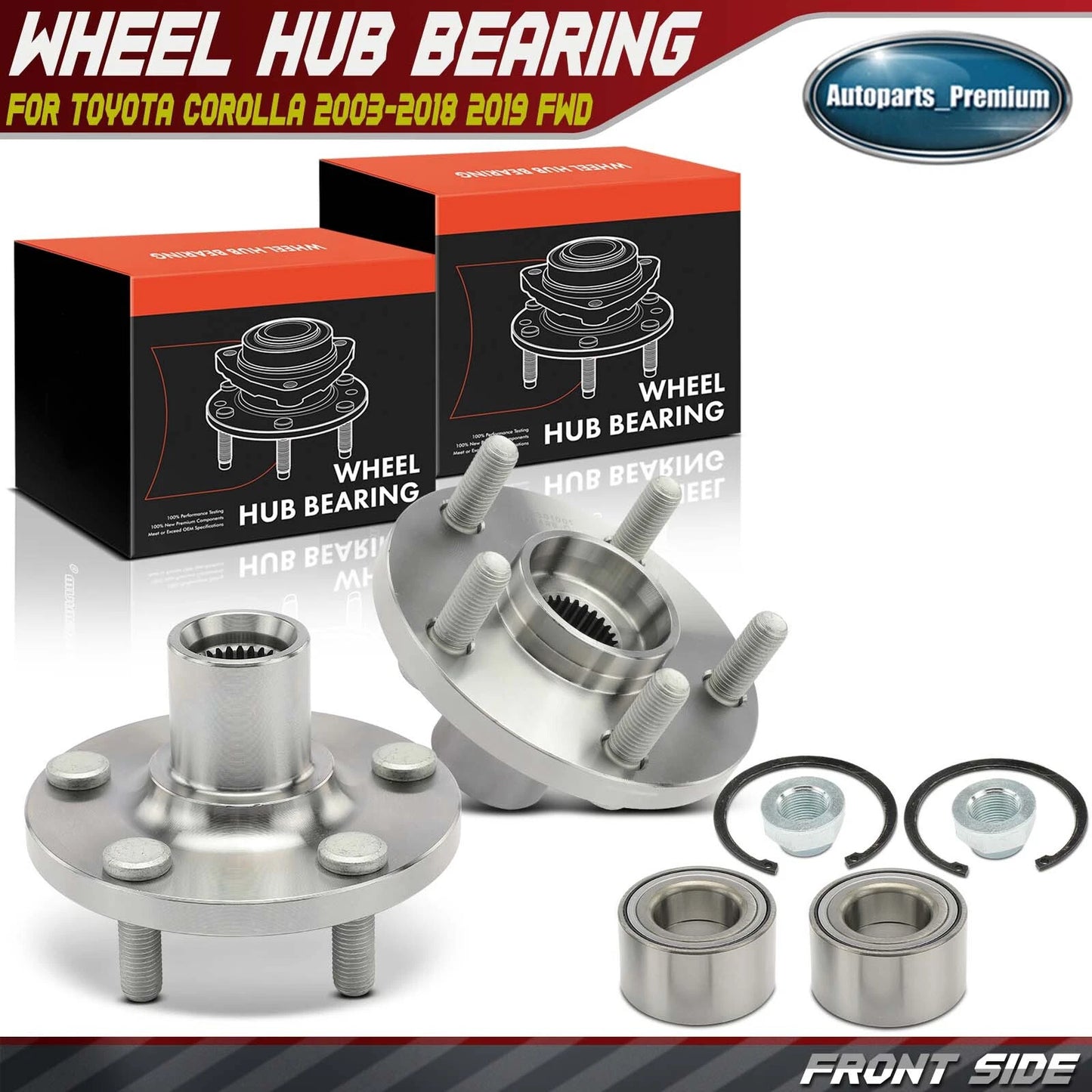 2x Front Wheel Hub Bearing Assembly Compatible For 2003-2019 Toyota Celica