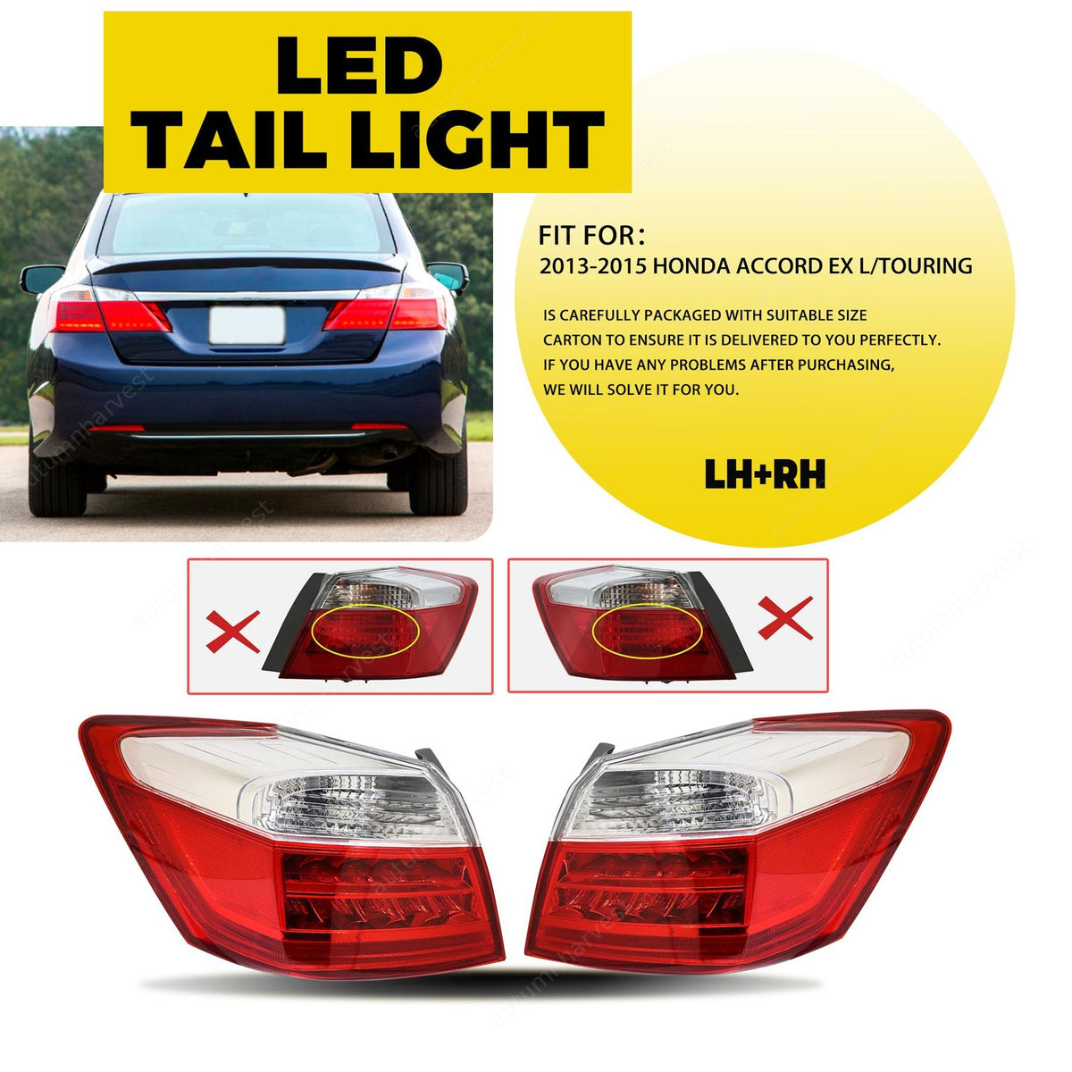 For Honda Accord 2013 2014 2015 Tail Light Driver & Passenger Side Pair Outer US