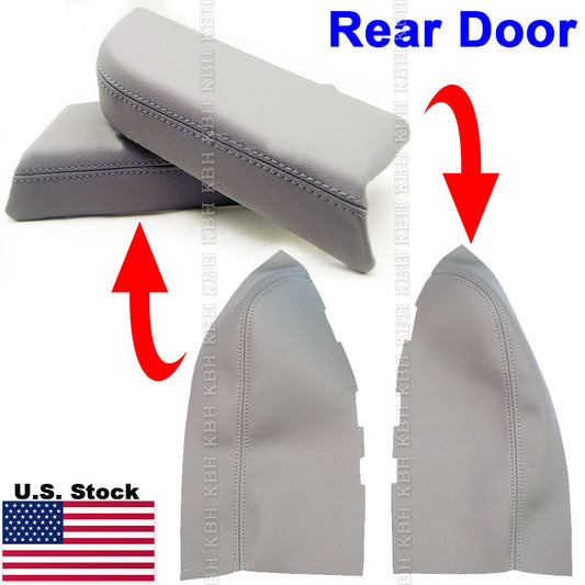 2Pcs Fits 2009-2015 Honda Pilot Rear Door Panels Leather Armrest Cover Gray