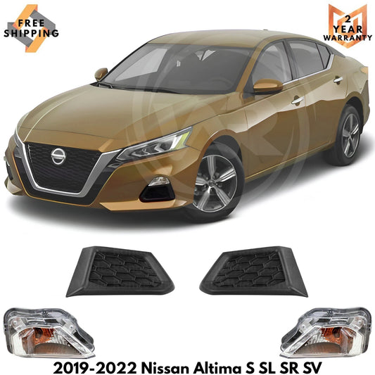 Front Turn Signal Light & Fog Light Trim Kit For 19-22 Nissan Altima USA