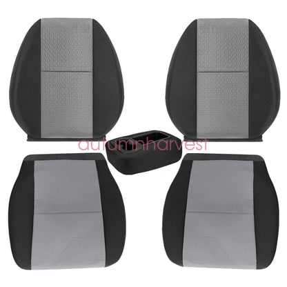For 2007-2014 Chevy Silverado Front Bottom & Top Cloth Seat Cover Black & Gray