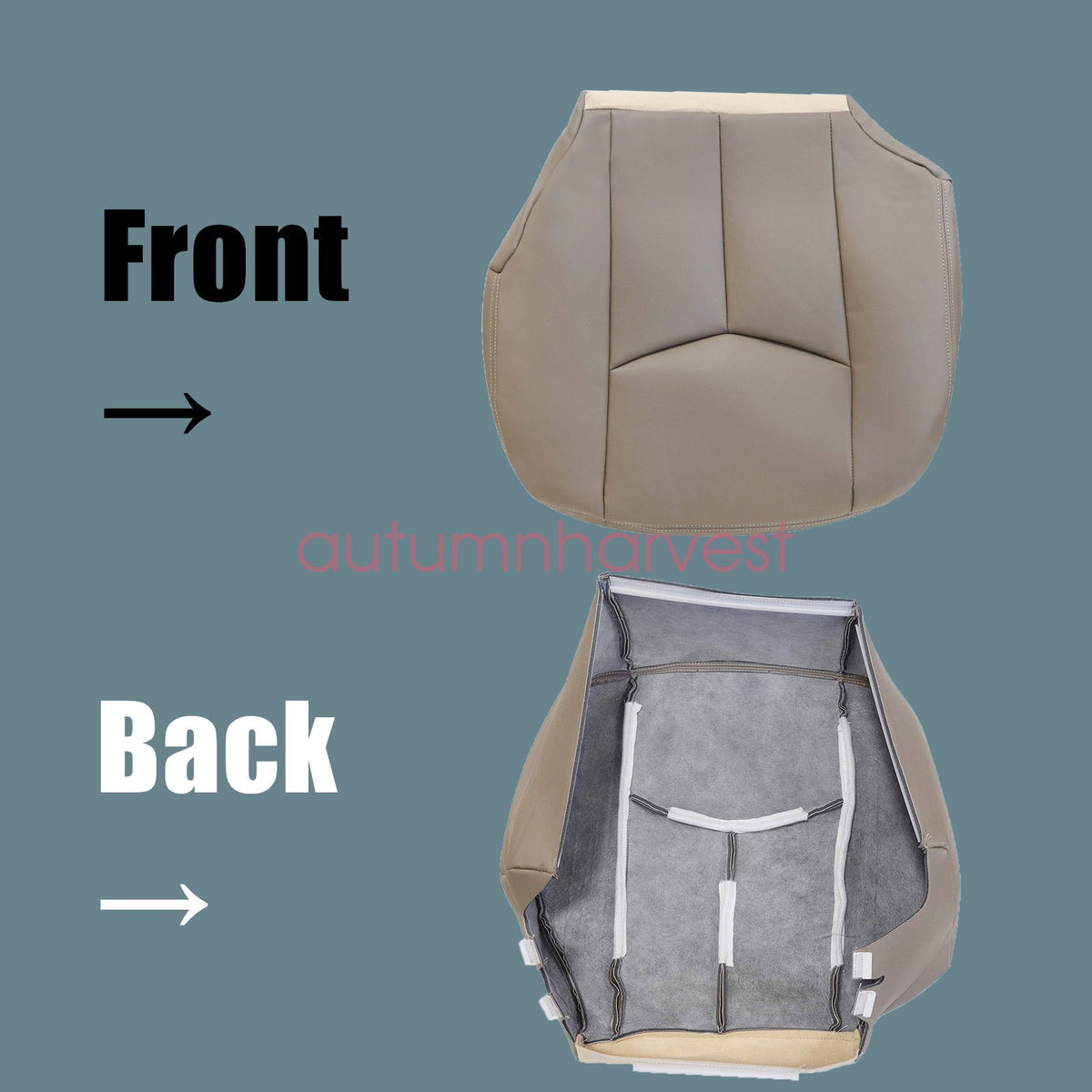 For 2003-2006 Chevy Silverado GMC Sierra Leather Bottom Seat Cover Tan 522 Front