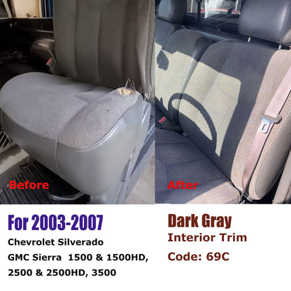 For 2003-2007 Chevy Silverado 1500 2500HD Driver+Passenger Cloth Seat Cover Gray