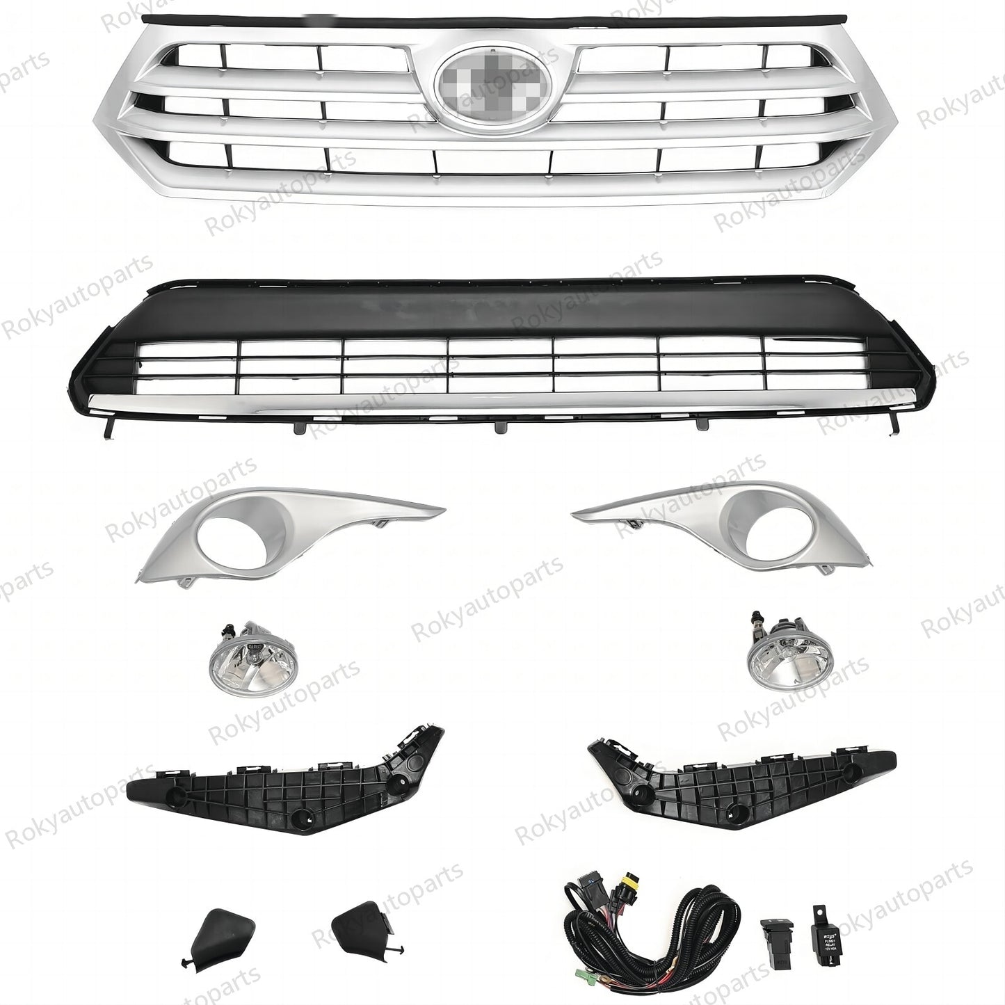 Front Bumper Upper and Lower Grille Assembly For Toyota Highlander New 2011-2013