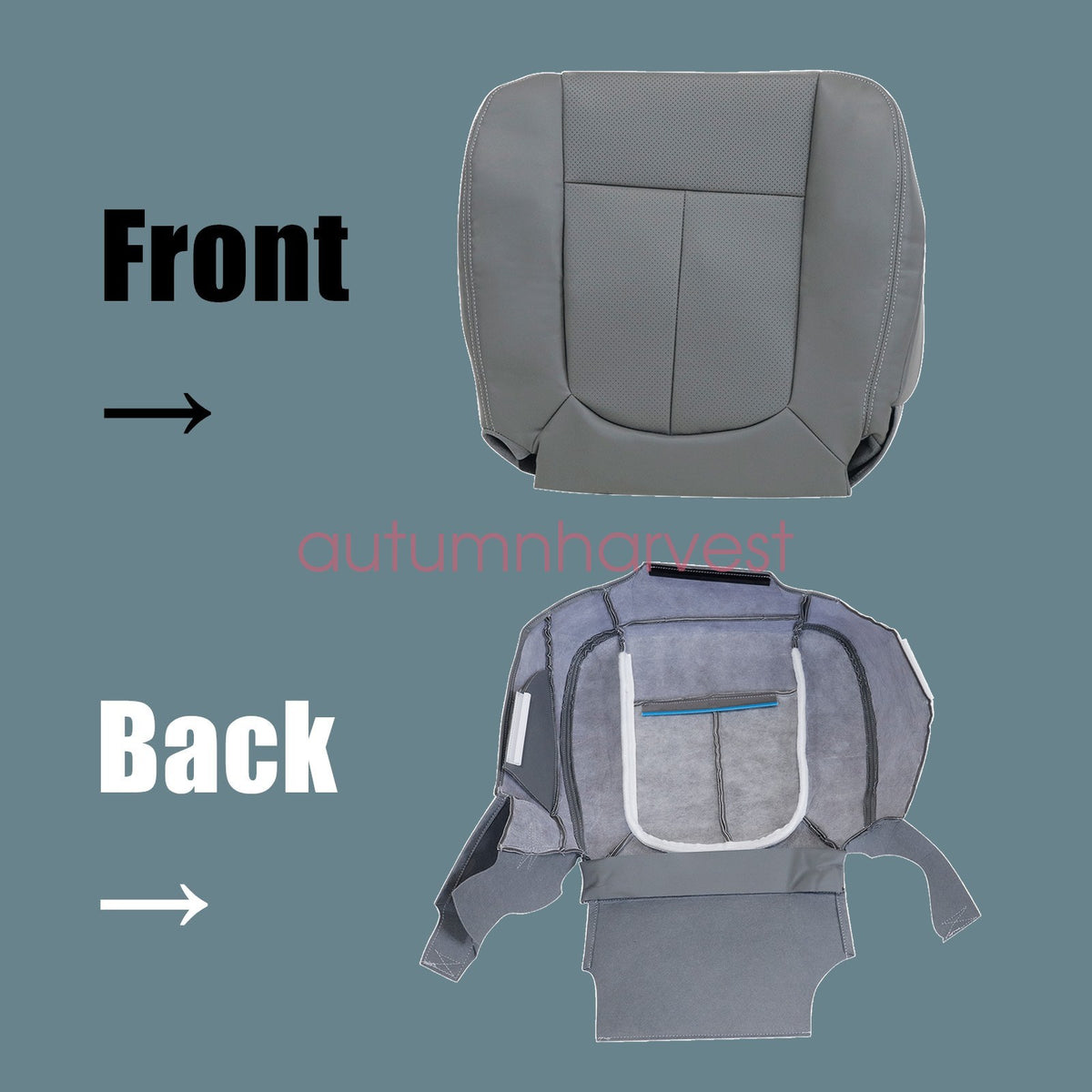 For 2009-2014 Ford F150 Lariat Bottom & Lean Back Leather Seat Cover Steel Gray