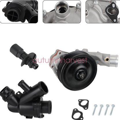 Coolant Water Pump + Thermostat + Connector Kit for Jaguar Land Rover 5.0L V8