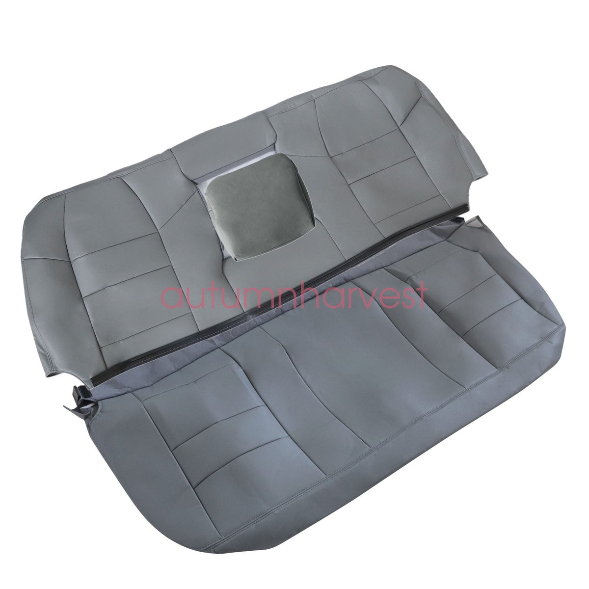 For 2002-2007 Ford F250 F350 XLT Rear Bench Bottom & Top Leather Seat Cover Gray