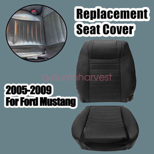 For 05-09 Ford Mustang GT Driver Replacement Perforated Leather Seat Cover Black