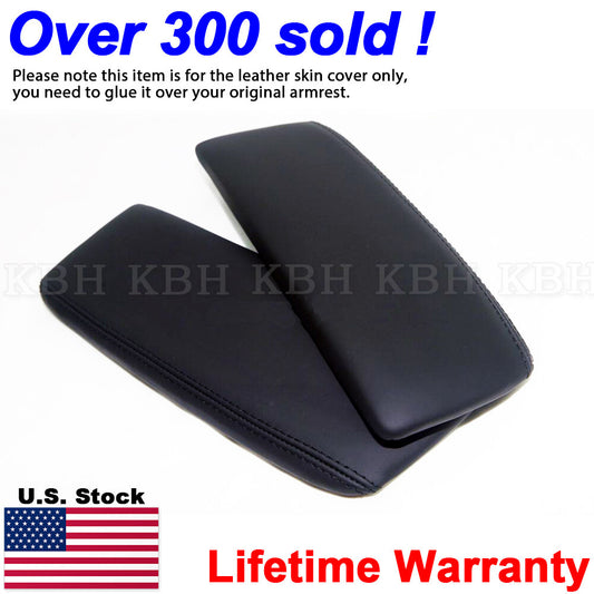 2PCS For 2005-2010 Acura RL Leather Center Console Lid Armrest Cover Skin Black