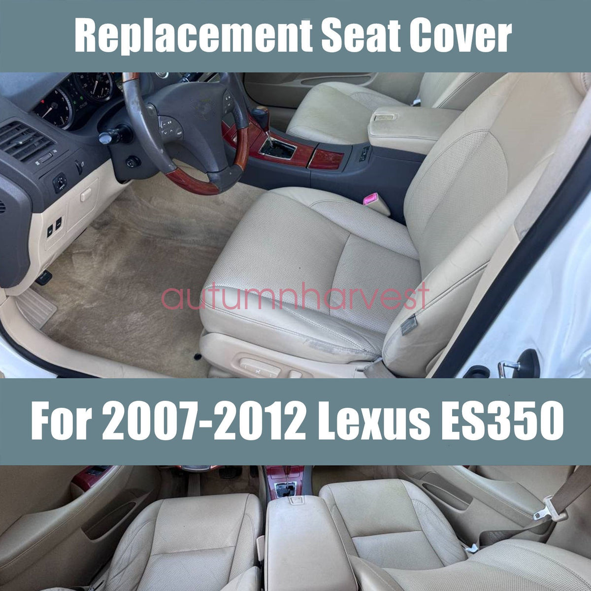 For 2007-2012 Lexus ES350 Both Side Perforated Bottom Seat Cover Leather - Tan