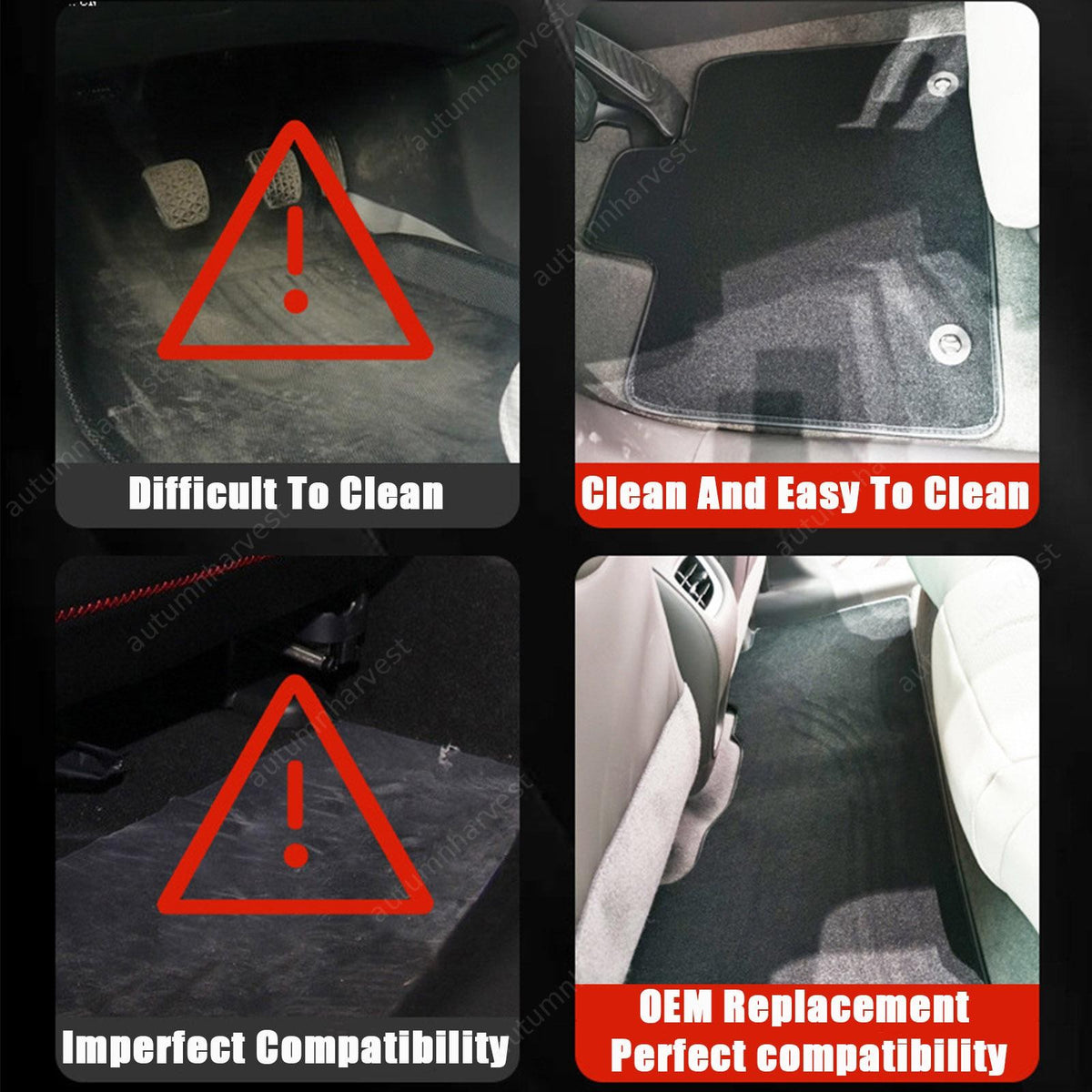 Replacement Velour Floor Mats Carpet 2Pcs For 2005-2012 Porsche Boxster & Cayman