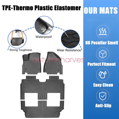 TPE Floor Mats Liner Set For 2017-2025 Chrysler Pacifica Hybrid 3D Waterproof