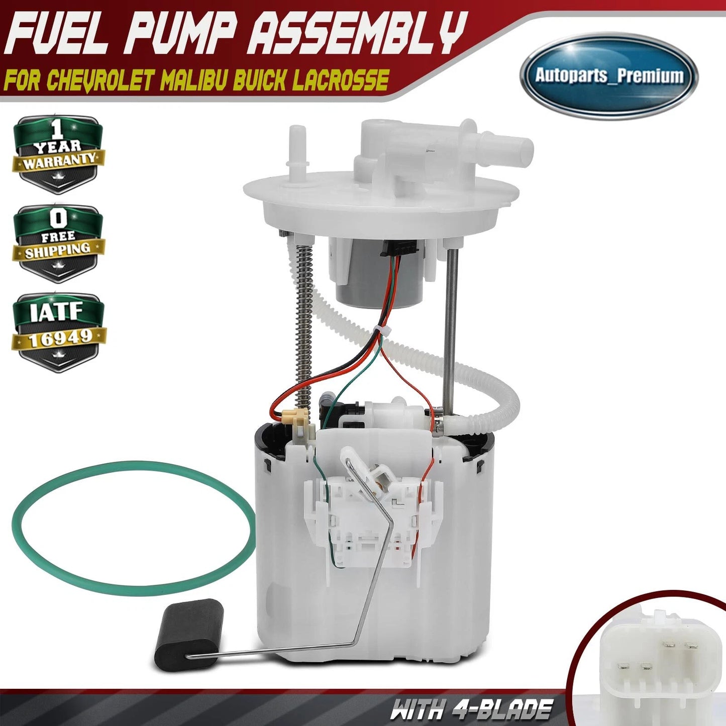 Fits For 2016-2021 Chevrolet Malibu Fuel Pump Assembly with 4-Blade 85147536