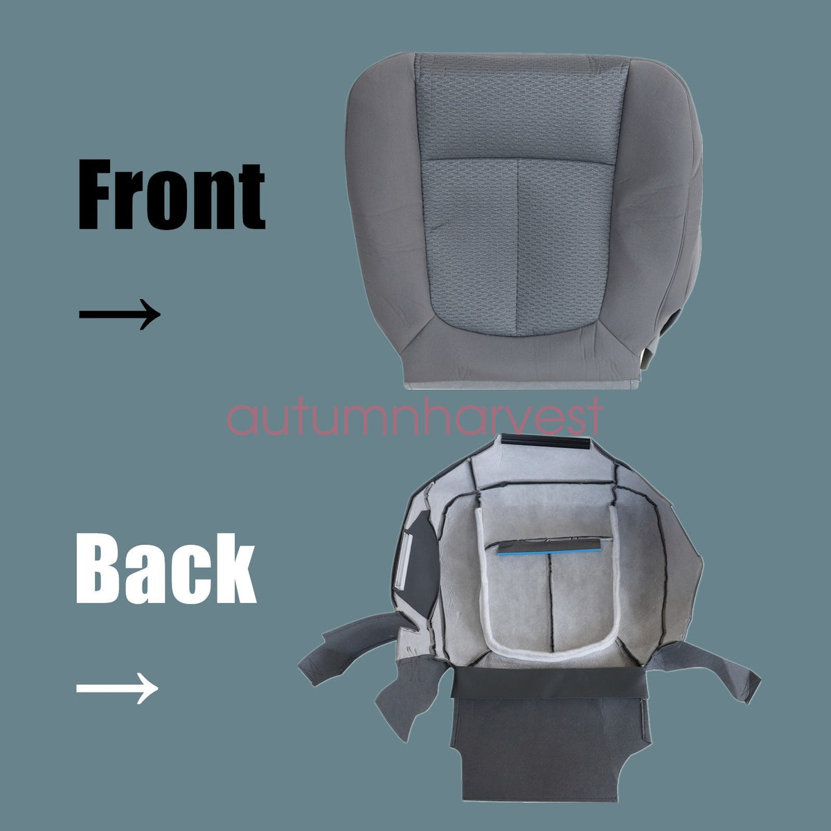 For 2011-2014 Ford F150 Driver & Passenger Bottom Cloth Seat Cover Gray MS US CS