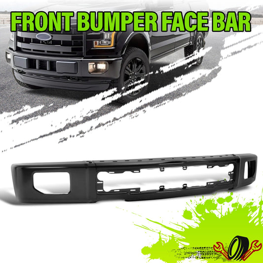 For Ford F150 F-150 2015-2017 Black Steel Front Bumper Face Bar w/Fog Light Hole
