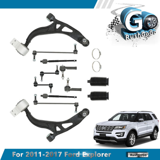 12PCS For Ford Explorer 2011-2017 Front Lower Control Arm Ball Joint Tie Rod End