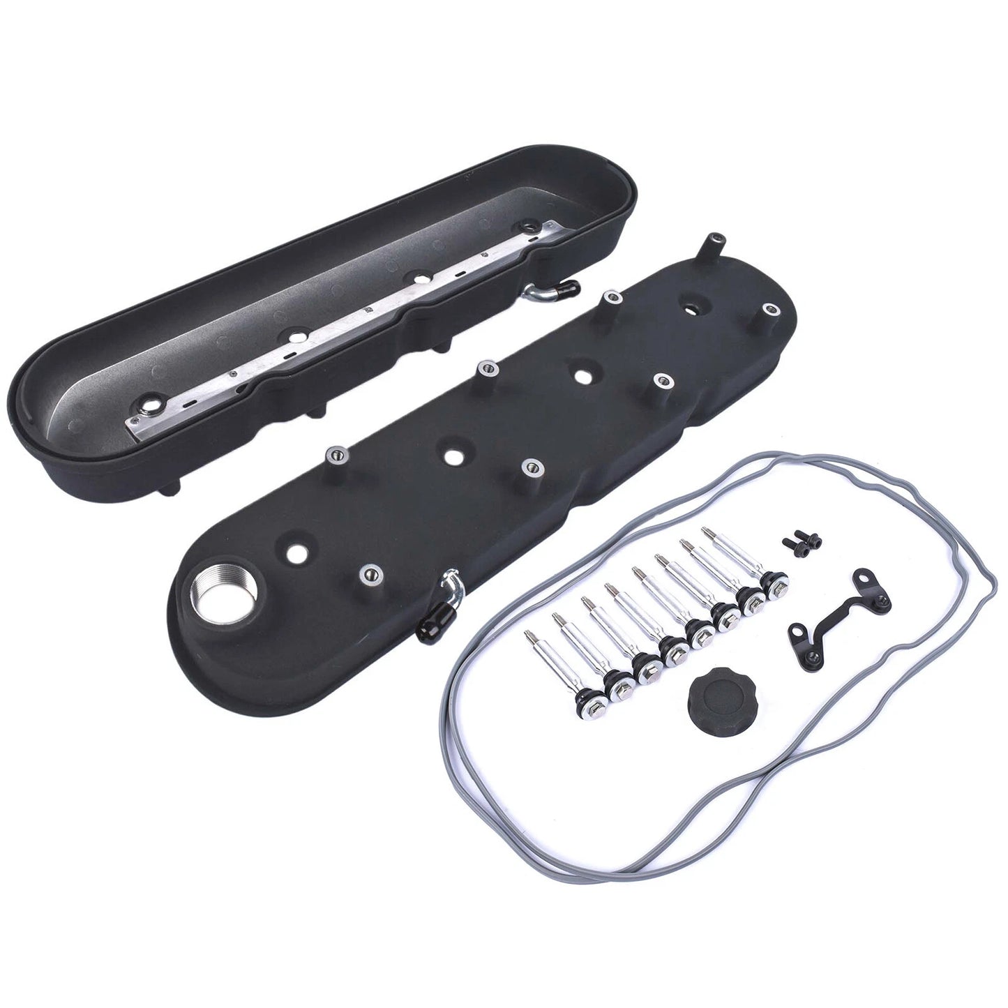 Fits LS1 LS2 LS3 GM LS Cast Aluminum Tall Black Pair Valve Covers w/Coil Mounts