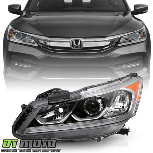 Headlight Headlamp Halogen w/LED DRL Driver Left Side For 2016-2017 Honda Accord