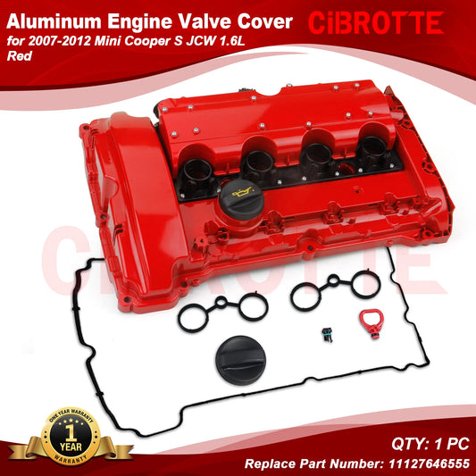 For 07-12 Mini Cooper R55 R56 R57 R58 R59 Aluminum Valve Cover w/ Gasket & Cap