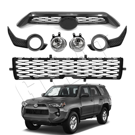 Front Bumper Upper Lower Grille W/ Fog lights For 2014-2020 Toyota 4Runner T-D