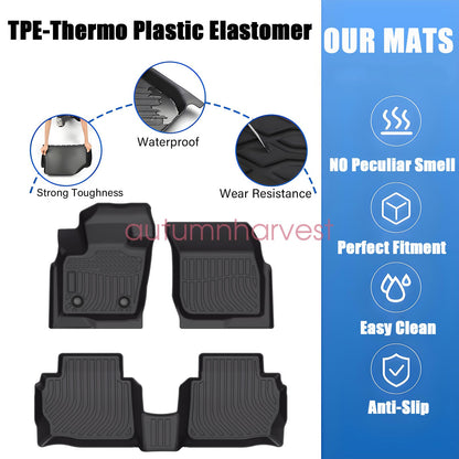 3x TPE Floor Mats Liner For 2013-2016 Ford Fusion Lincoln MKZ All Weather Black