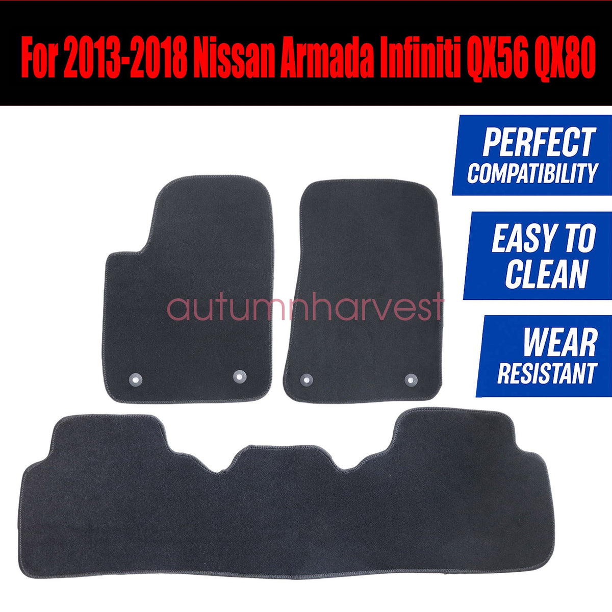 2013 2014 2015 2016 2017 For Nissan Armada Infiniti QX56 QX80 Floor Mats Velour