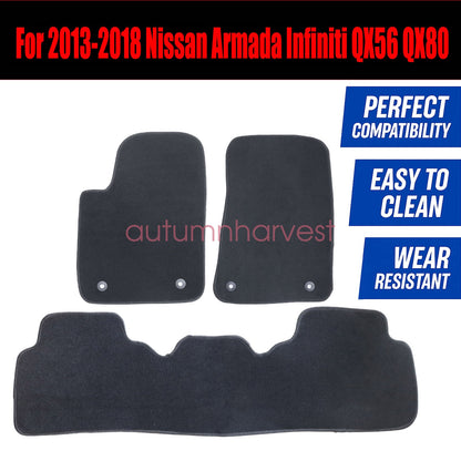 2013 2014 2015 2016 2017 For Nissan Armada Infiniti QX56 QX80 Floor Mats Velour