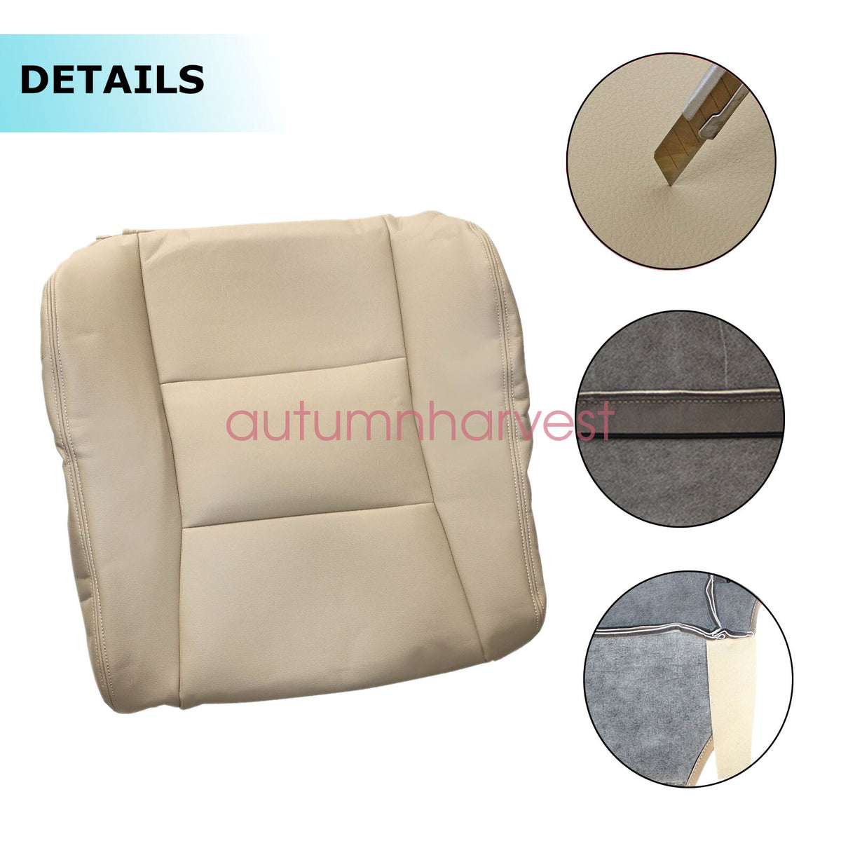 For 1998-2007 Toyota Land Cruiser Front Bottom & Back Leather Seat Cover Tan