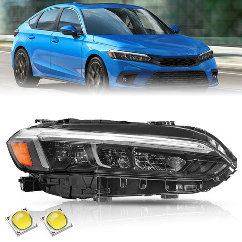 For Honda Civic 2022-2025 Black Trim Full LED Headlight Headlamp Passenger Side