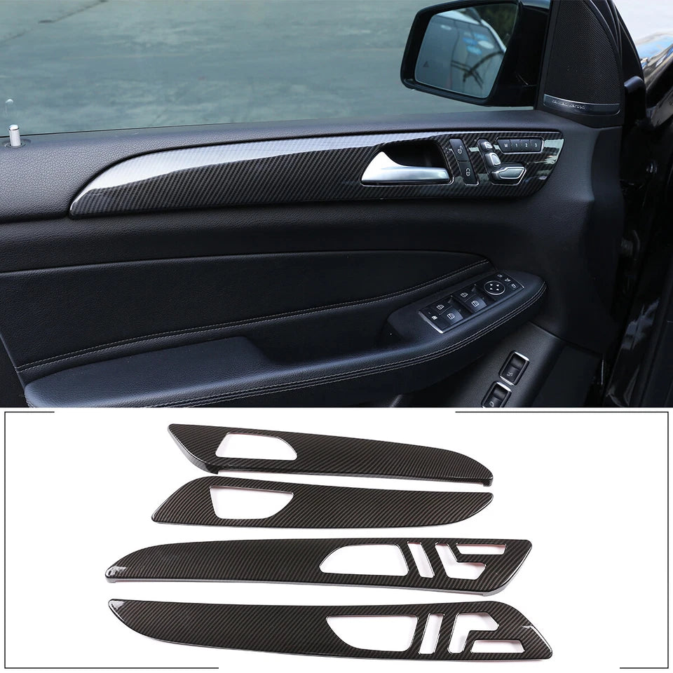 Interior Door Panel Cover Trim Carbon Fiber For Benz GLE GLS W166 X166 2013-19