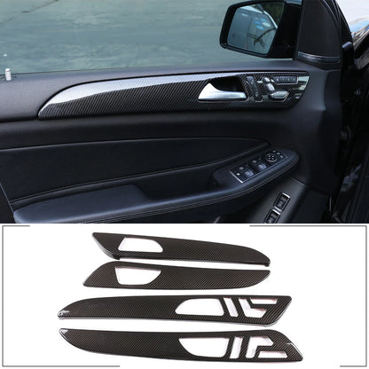 Interior Door Panel Cover Trim Carbon Fiber For Benz GLE GLS W166 X166 2013-19