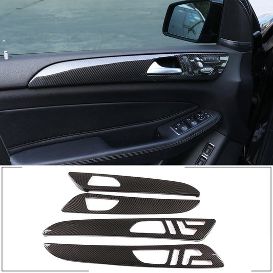 Interior Door Panel Cover Trim Carbon Fiber For Benz GLE GLS W166 X166 2013-19