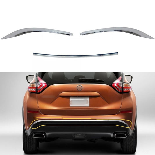3Pcs Rear Bumper Center Left Right Chrome Molding For Nissan Murano 2015-20