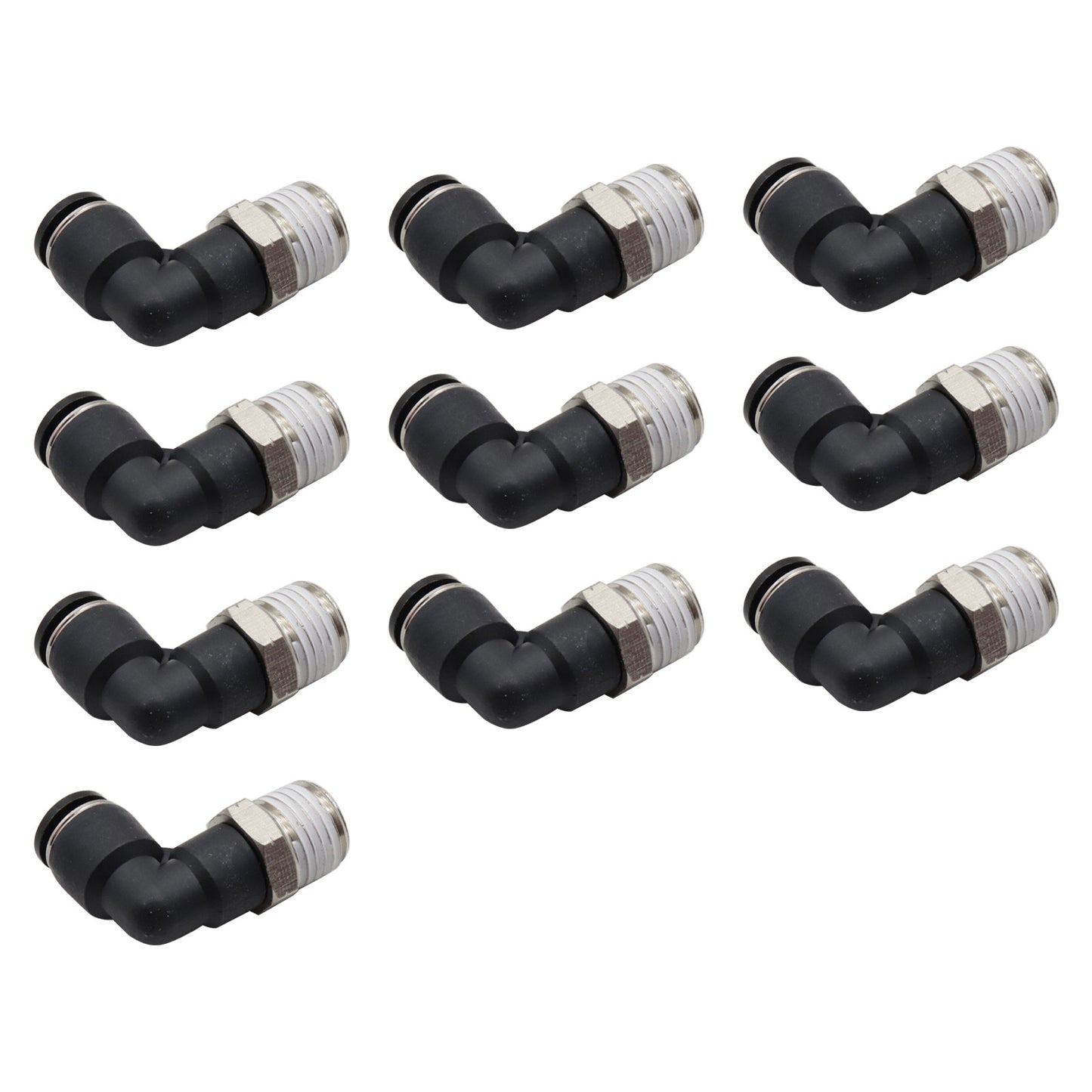 (Qty10) 1/4inch OD Tube X 1/4inch NPT Pneumatic Elbow, Push To Connect Air Fitting